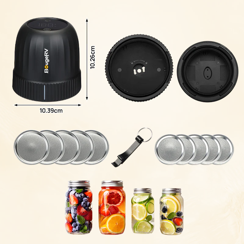 BougeRV Electric Mason Jar Vacuum Sealer Kit für Lebensmittel mit LED Anzeige - Image 3