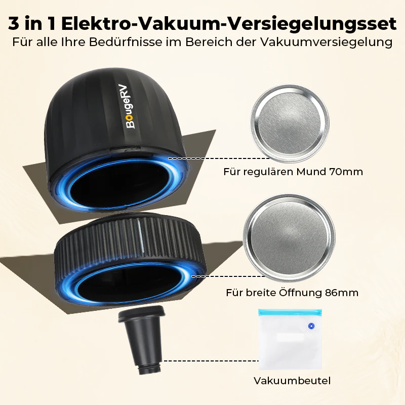 BougeRV Electric Mason Jar Vacuum Sealer Kit für Lebensmittel mit LED Anzeige - Image 4