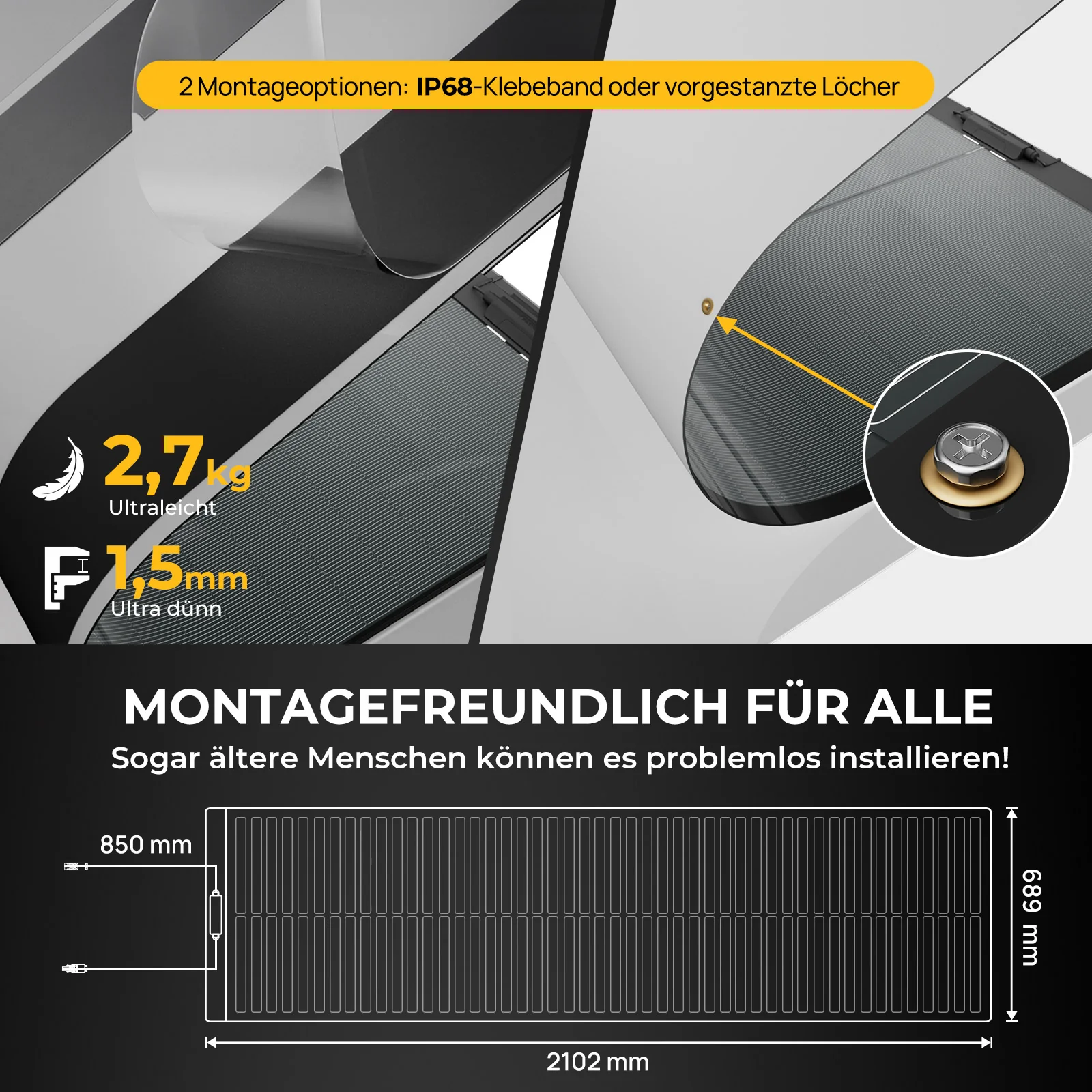 BougeRV Yuma 200W CIGS Solarpanel 360° Flexibles Solarmodule (Vorgebohrt) - Image 5
