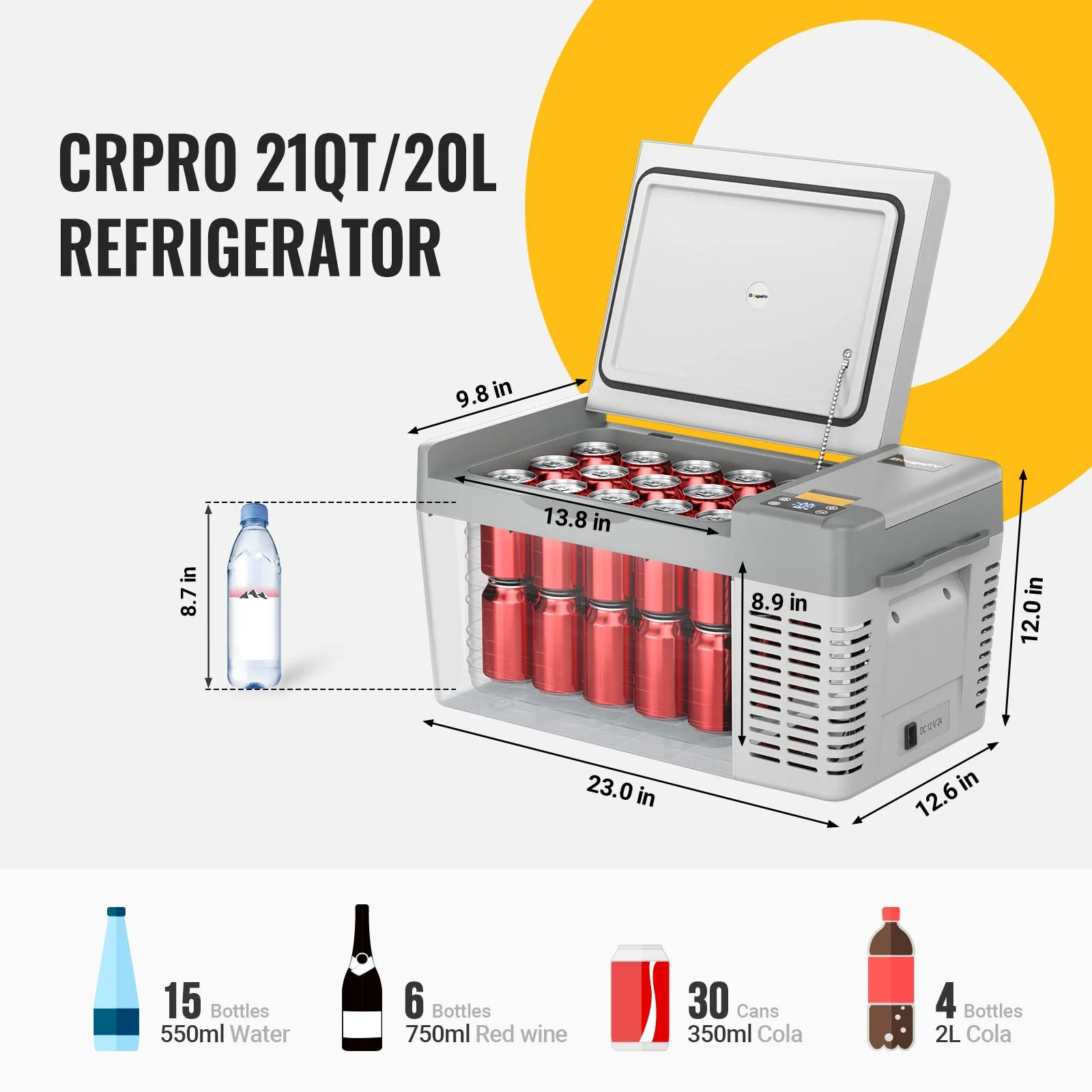 BougeRV CRPRO 20L 12V Tragbarer Auto Kühlschrank Weiß - Image 4