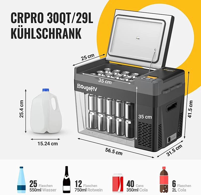 BougeRV CRPRO 29 Liter 12V Tragbarer Auto Kühlschrank Schwarz - Image 5