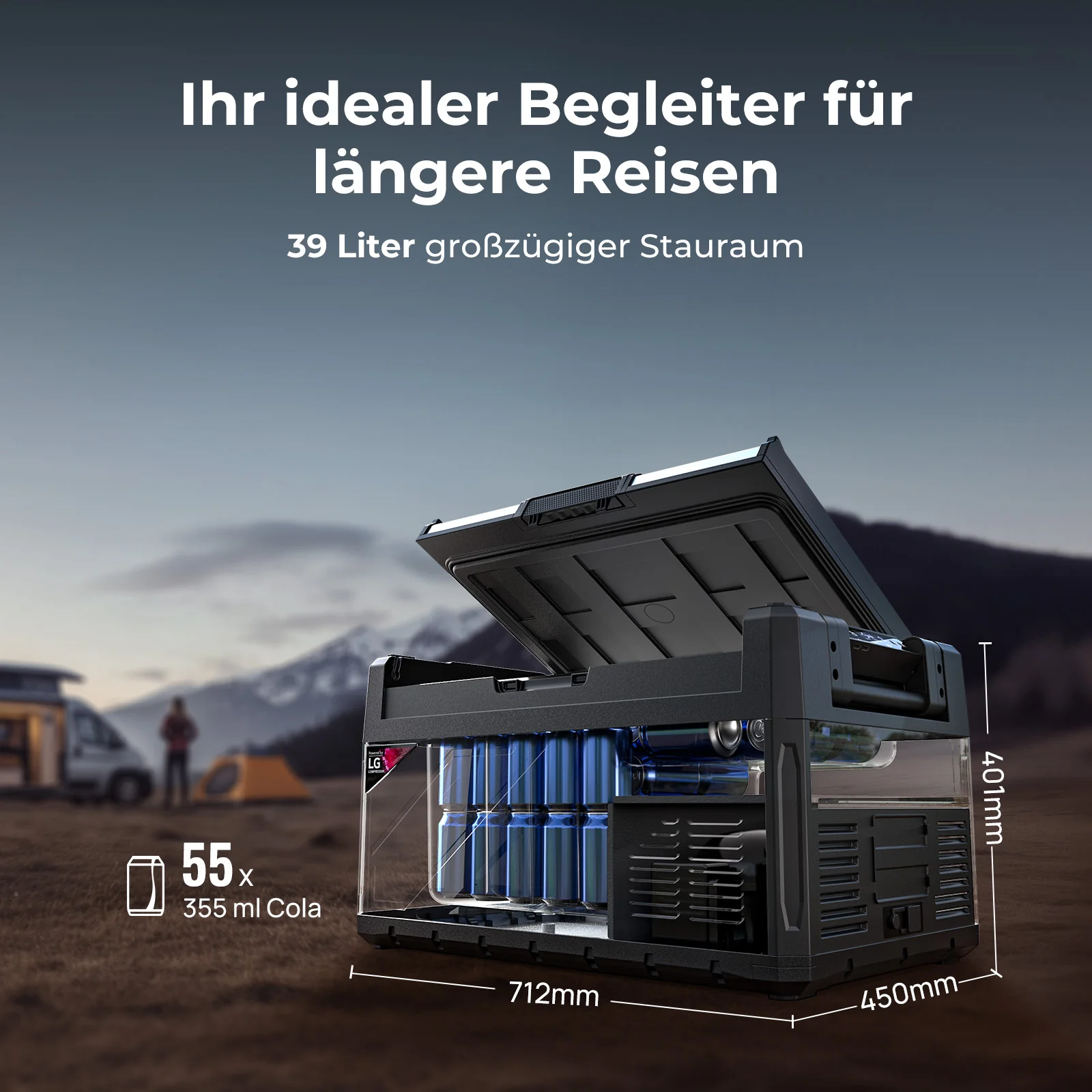 BougeRV Rocky V2.0 39L Zwei Zonen 12V Kompressor Kühlbox Auto, Tragbarer Kühlschrank - Image 5