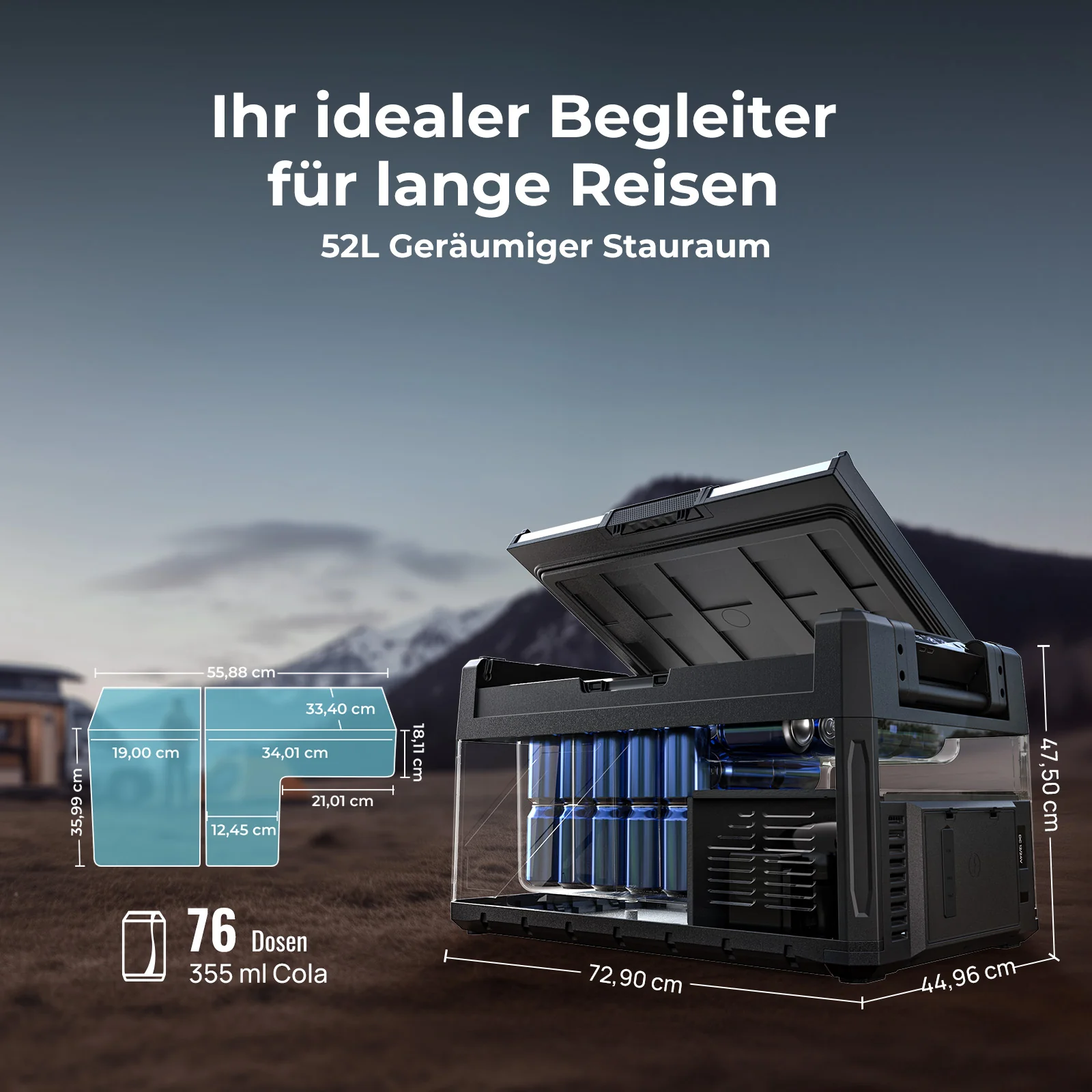 BougeRV New Rocky V3.0 52 L 12-V-Autokühlschrank mit zwei Temperaturzonen - Image 3