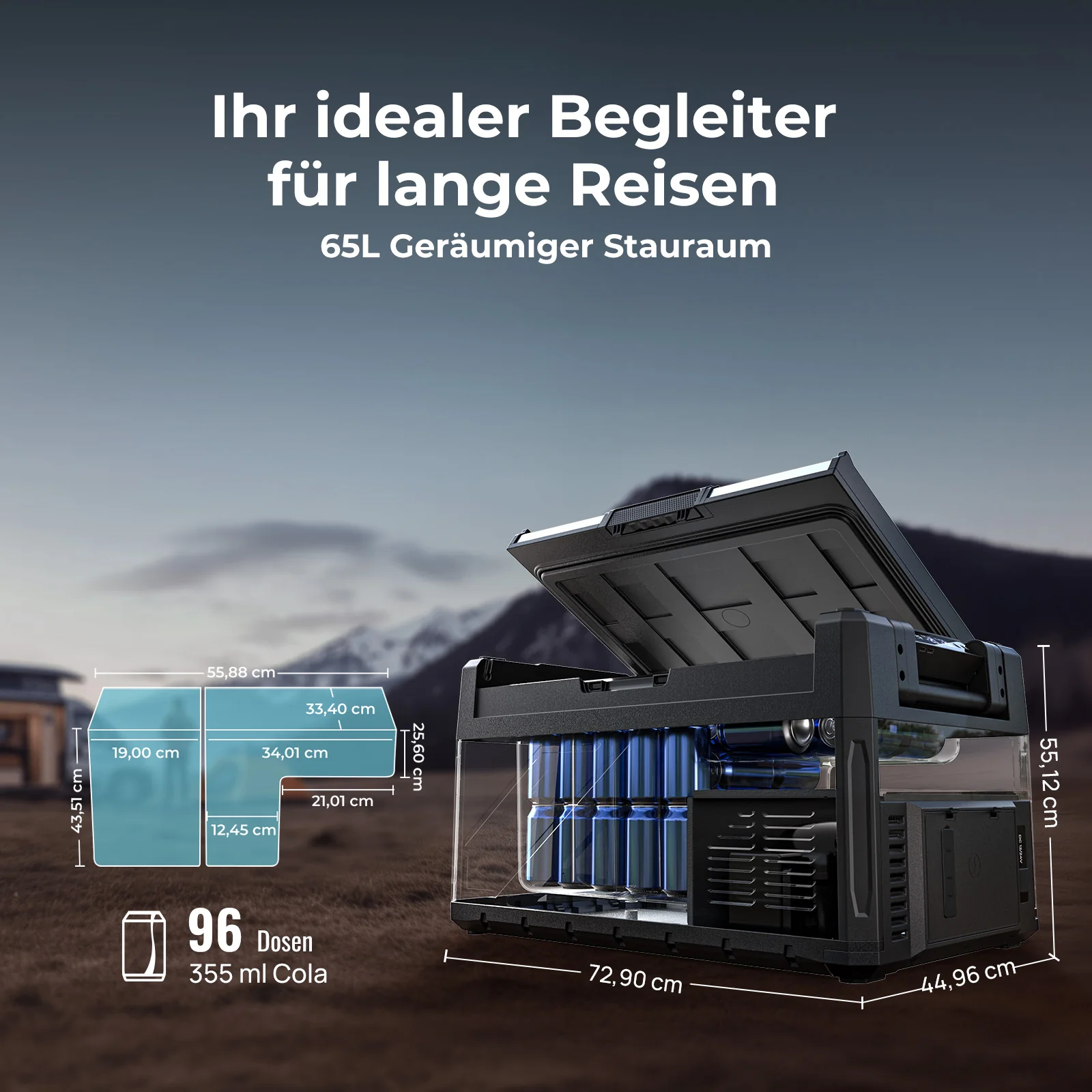 BougeRV Neu Rocky V3.0 65 L Zwei Zonen 12V Kompressor Kühlbox Auto - Image 6