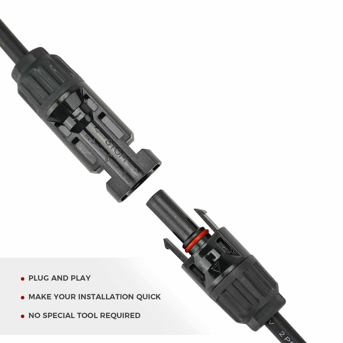 BougeRV Solar-Steckverbinder 1 Paar Solarstecker Y Verteiler（1 bis 2）Solarkabel für Solarpanel - Image 5