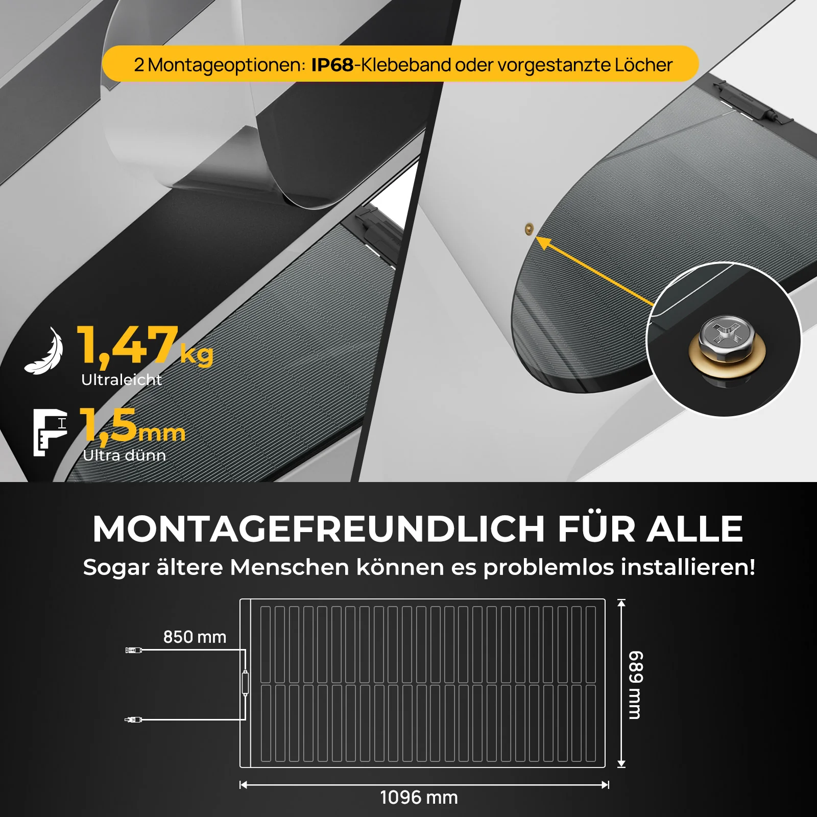 BougeRV Yuma 100W CIGS Solarpanel 360° Flexibles Solarmodule (Vorgebohrt) - Image 5